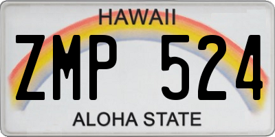 HI license plate ZMP524