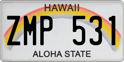 HI license plate ZMP531