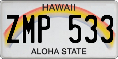 HI license plate ZMP533