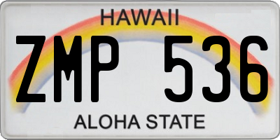 HI license plate ZMP536