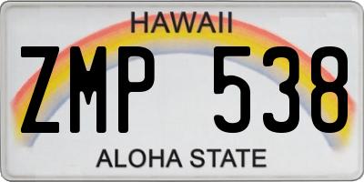 HI license plate ZMP538