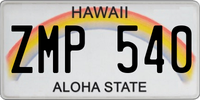 HI license plate ZMP540