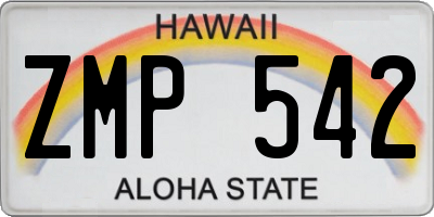 HI license plate ZMP542