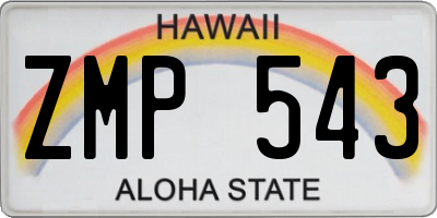 HI license plate ZMP543