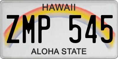 HI license plate ZMP545