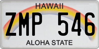 HI license plate ZMP546
