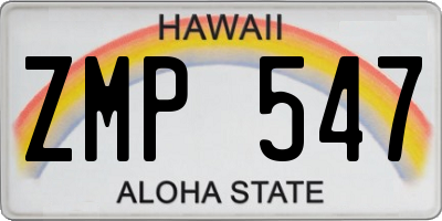 HI license plate ZMP547