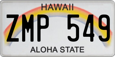 HI license plate ZMP549
