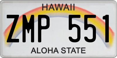 HI license plate ZMP551