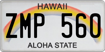 HI license plate ZMP560