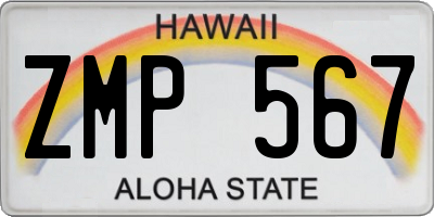 HI license plate ZMP567