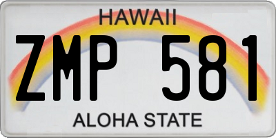 HI license plate ZMP581