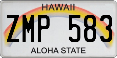 HI license plate ZMP583