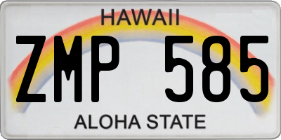 HI license plate ZMP585