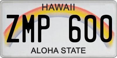 HI license plate ZMP600