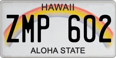 HI license plate ZMP602