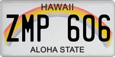 HI license plate ZMP606