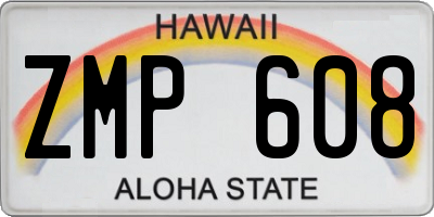 HI license plate ZMP608