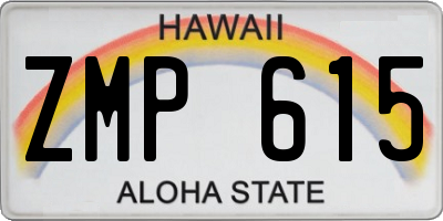 HI license plate ZMP615