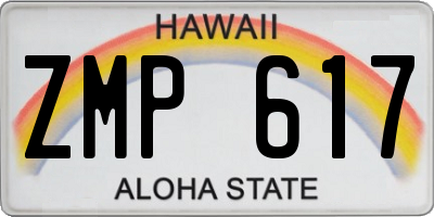 HI license plate ZMP617