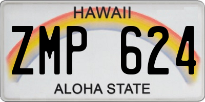 HI license plate ZMP624