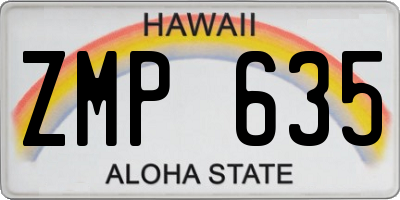 HI license plate ZMP635