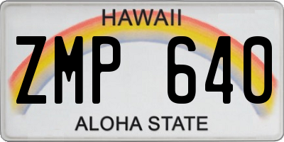 HI license plate ZMP640