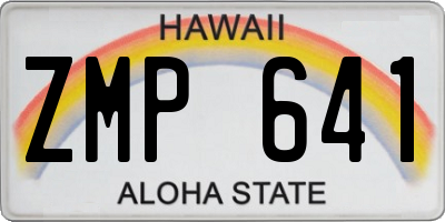 HI license plate ZMP641