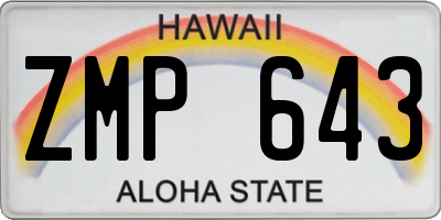 HI license plate ZMP643