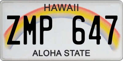 HI license plate ZMP647