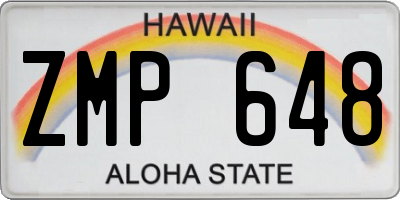 HI license plate ZMP648