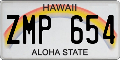 HI license plate ZMP654