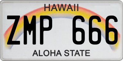 HI license plate ZMP666