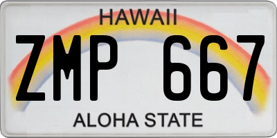 HI license plate ZMP667