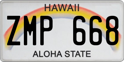 HI license plate ZMP668