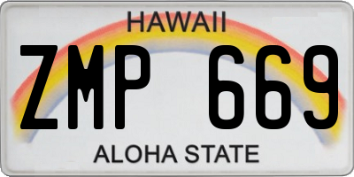 HI license plate ZMP669
