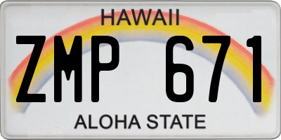 HI license plate ZMP671