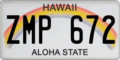 HI license plate ZMP672