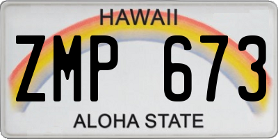 HI license plate ZMP673