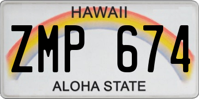 HI license plate ZMP674