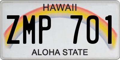 HI license plate ZMP701