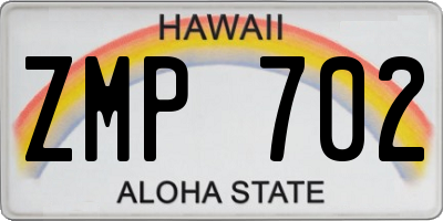 HI license plate ZMP702