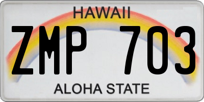 HI license plate ZMP703