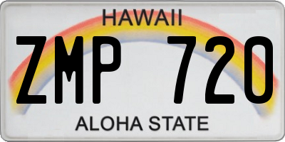 HI license plate ZMP720