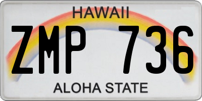 HI license plate ZMP736