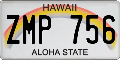 HI license plate ZMP756