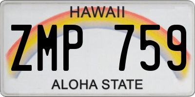 HI license plate ZMP759