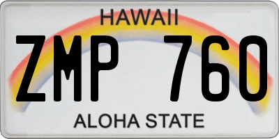 HI license plate ZMP760