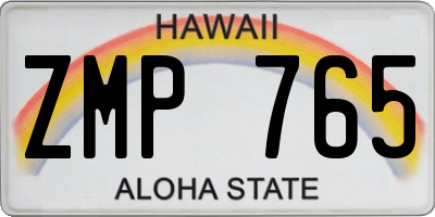 HI license plate ZMP765