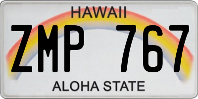 HI license plate ZMP767